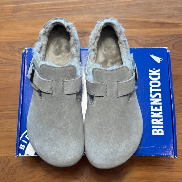 Birkenstock London Shearling in Suede, Whale Gray, US Women's 9-9.5, EU 40 - Picture 1 of 9